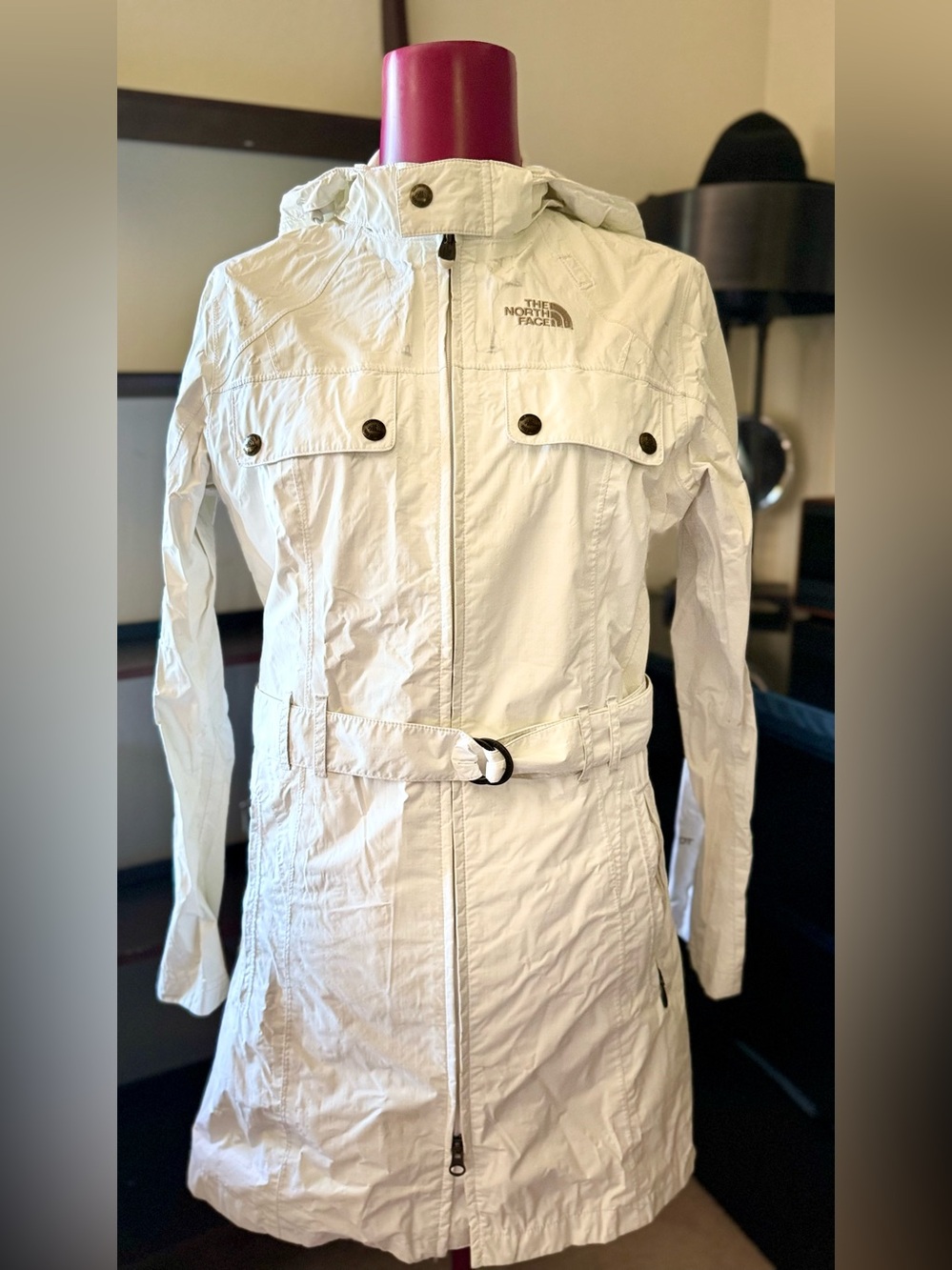 The North Face Women’s White Hooded Belted Trench Coat